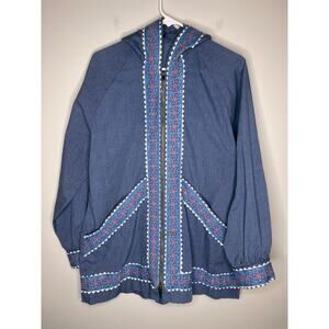 Borealis Fashions Alaska Denim Lace Floral Kawaii Nordic Full Zip Jacket XXL